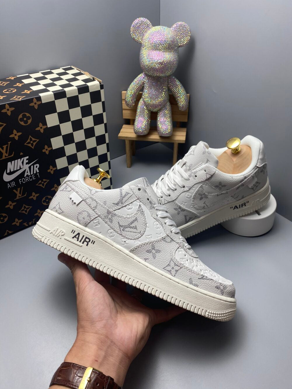 Louis Vuitton x Nike Air Force 1 Frost White Luxe Edition (Custom)